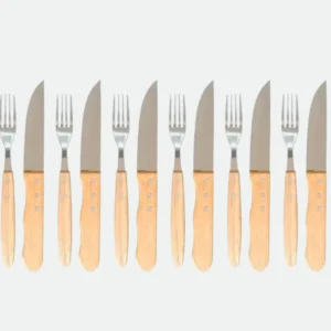 Jogo com 12 talheres Hanzzo Wood para churrasco- Fracalanza