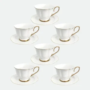 Conjunto De Xícaras Para Chá Com Pires Em Porcelana Mon Charmant Com 12 Peças 240ml L'Hermitage
