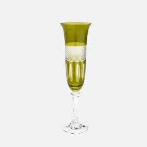 Taça Champanhe Lapidada em Cristal Verde Kleopatra175ml - Bohemia
