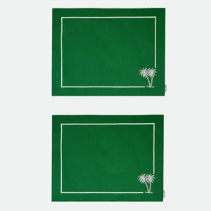 Jogo Americano 2 peças Verde com Coqueiro Branco impermeável- La Bella Mesa