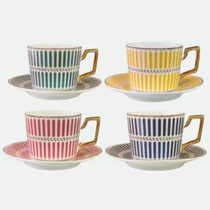 Jogo de Xícaras Olimpo 8 Peças Chá 200ml em Porcelana New Bone China - L'hermitage