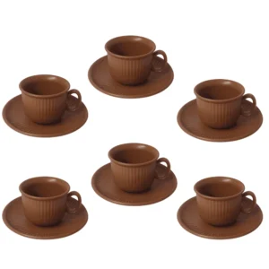 Jogo De 6 Xícaras Para Cafe Wellig Ceramica 90ml Marrom