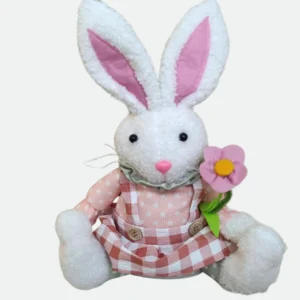 Coelha sentada em pelúcia Roupa rosa 31cm - Tok da Casa