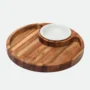 Petisqueira Redonda Madeira Teca com Bowl em porcelana Monte Novo
