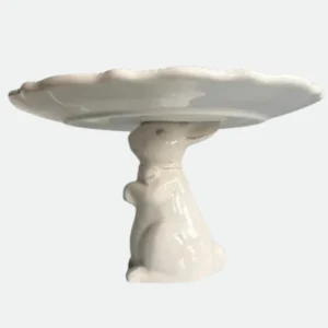 Prato de Bolo em porcelana Coelho 11,5cm x 20,5cm x 21 cm - Tok da Casa