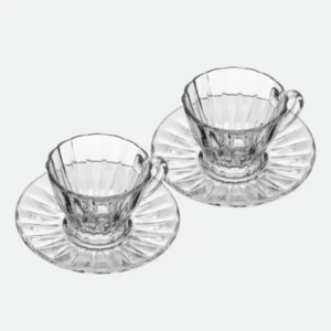 Conjunto 2 Xícaras Para Chá de Cristal com Pires Radial 180ml
