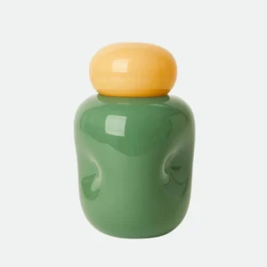 Vaso Bubble em Vidro cor Âmbar e Verde 20cm