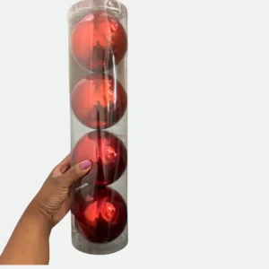 Bola Perolada Tubo c/ 4 und. Vermelho 10cm - Florarte
