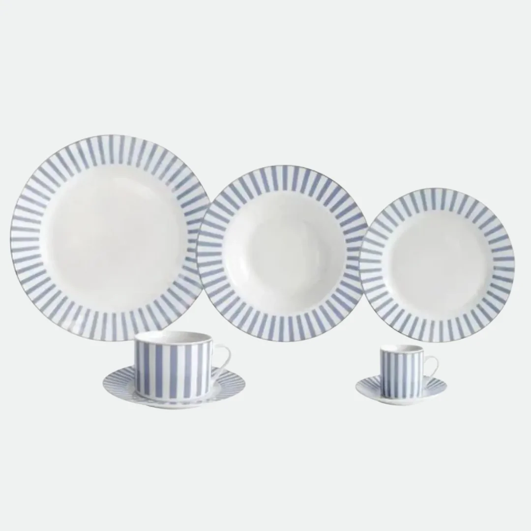 Aparelho de jantar 42 pçs em porcelana Charming Azul