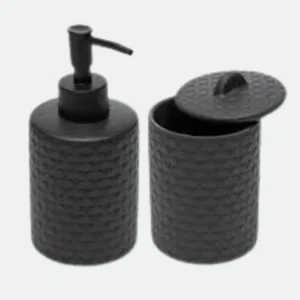 Conjunto 2 Peças para Banheiro de Cerâmica Petals Preto - Lyor