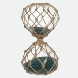 Ampulheta de Vidro Com Macrame c/ Areia verde 90 min. 26cm - Florarte