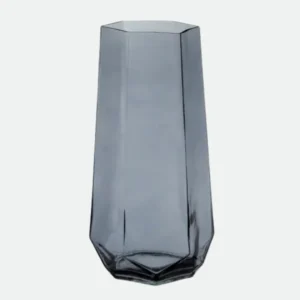 Vaso Decorativo Geométrico em Vidro Fumê 29x14x10
