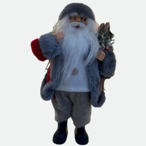 Papai Noel em Pé 30cm Vermelho e Cinza - Florarte