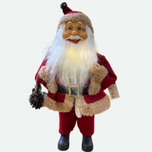 Papai em Pé Vermelho e Bege c/ led na Barba 40cm - Florarte