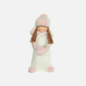 Boneca Menina em Pé Rosa e Branco 26cm - Florarte
