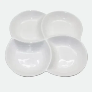 Petisqueira com 4 divisórias em porcelana New Bone China 22x22x3cm- L'Hermitage