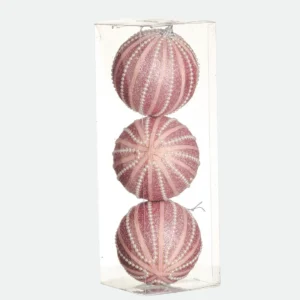 Kit Bola Decorada Rosa com Gliter 10cm com 3 unidades