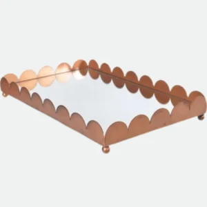 Bandeja de metal espelhada Ondas bronze 40x25 cm