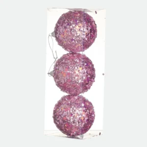 Kit Bolas Decoradas Rosa 10cm c/ 03 Unidades