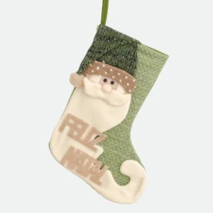 Meia/Bota Verde Papai Noel Feliz Natal 33X3X45cm