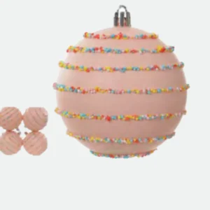 Kit c/ 04 Bolas Decoradas Rosa 8cm - Florarte