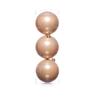 Tubo de Bolas Peroladas Champanhe 12cm com 3 Un.