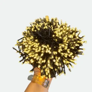 Cordão 1000 Leds Bivolt Fio Verde C/strobo Branco Quente 20m
