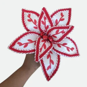 Flor Bico de Papagaio Branco e Vermelho 19cm Florarte