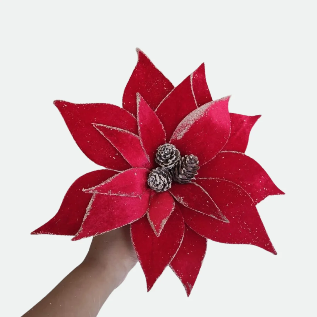 Haste Bico de Papagaio Natal Rustico Vermelho 25cm 30d
