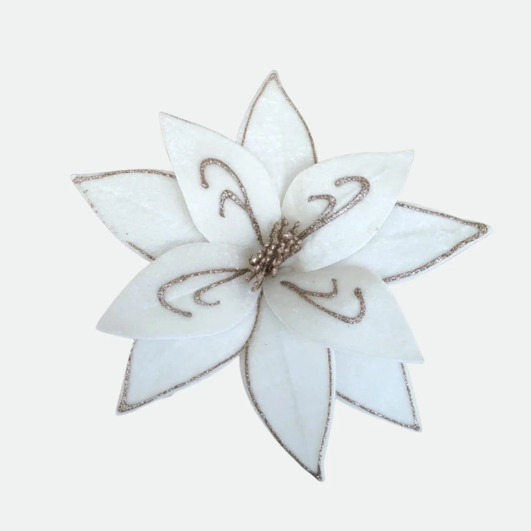 Haste de Papagaio Natal Aveludado Off White 24cm - Florarte