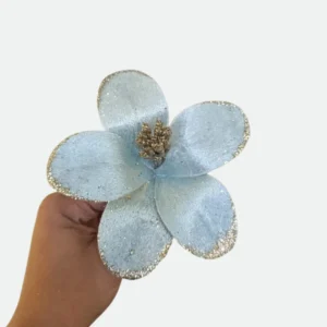 Haste Bico Papagaio Azul Aveludado c/ Glitter  Champanhe 14cm Florarte