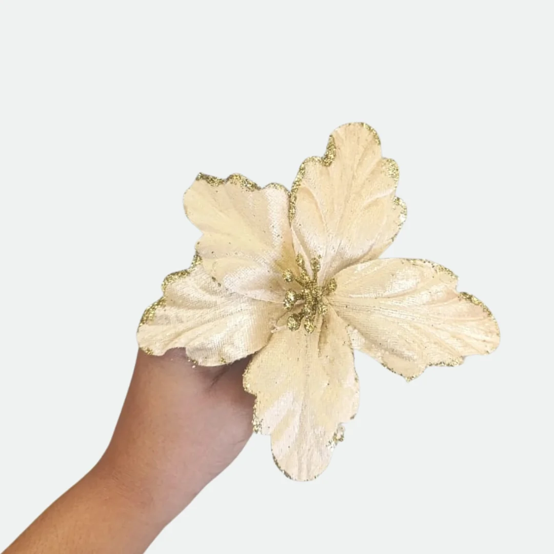 Haste Bico Papagaio Aveludado Dourado com Glitter 17cm - Florarte