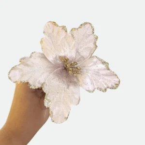 Haste Bico Papagaio Aveludado Rosa com Glitter Champanhe 17cm - Florarte