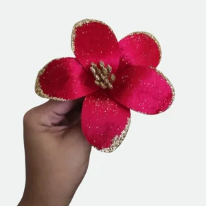 Haste Bico de Papagaio Aveludado Vermelho com Glitter Dourado 14cm - Florarte