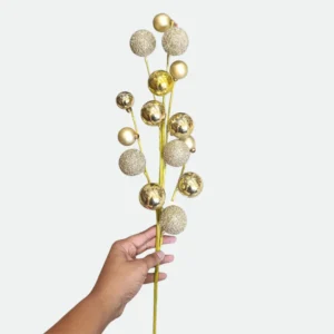 Haste de Bolinhas Natal Dourado 78cm - Florarte