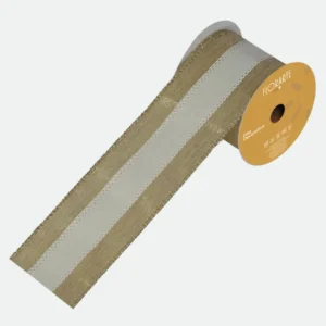 Fita Aramada Linho C/Costura Dourado e Bege