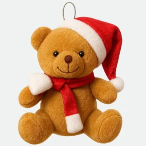 Boneco Natal Urso 13Cm Vermelho Branco