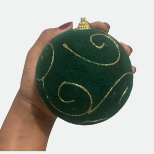 Kit c/ 3 bolas decorativas 10cm Verde e Dourado