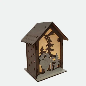 Casa Madeira Bateria C/Led 16Cm Natural