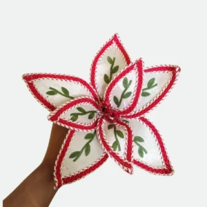 Haste Bico De Papagaio Natal Aveludado (Off White, Verde, Vermelho)