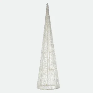 Árvore cone branca perolada com LED 60cm