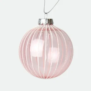 Bola Decorada Transparente Rosa - 8Cm C/3