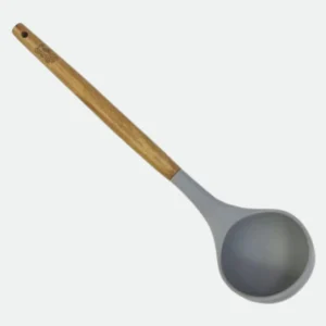 Concha Cucina Cinza De Silicone Com Cabo Em Madeira