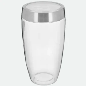 Pote em Vidro C/ Tampa Inox e Visor 1,6l - 22x12x12cm