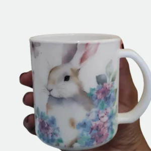Caneca Páscoa Em  Vidro Opalino Romântica 9,4Cm
