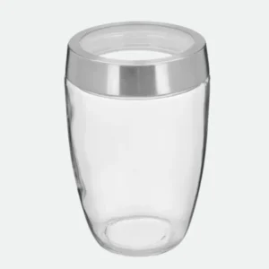 Pote em Vidro Transparente Com Tampa em Inox c/ Visor 18x12x12cm