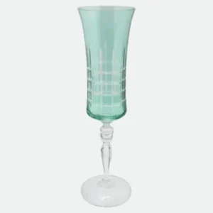 Taça Para Champanhe Grace Lapidada Em Cristal Menta 190ml