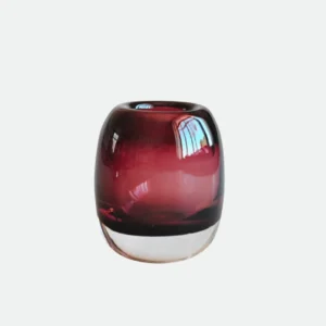 Murano Vaso Bicolor Em Vidro D10xA13cm Vinho Com Preto