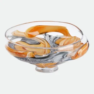 Murano centro de mesa em vidro L32xP31xA14,5cm cor cinza e laranja