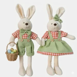 Casal de Coelhos Xadrez 27cm